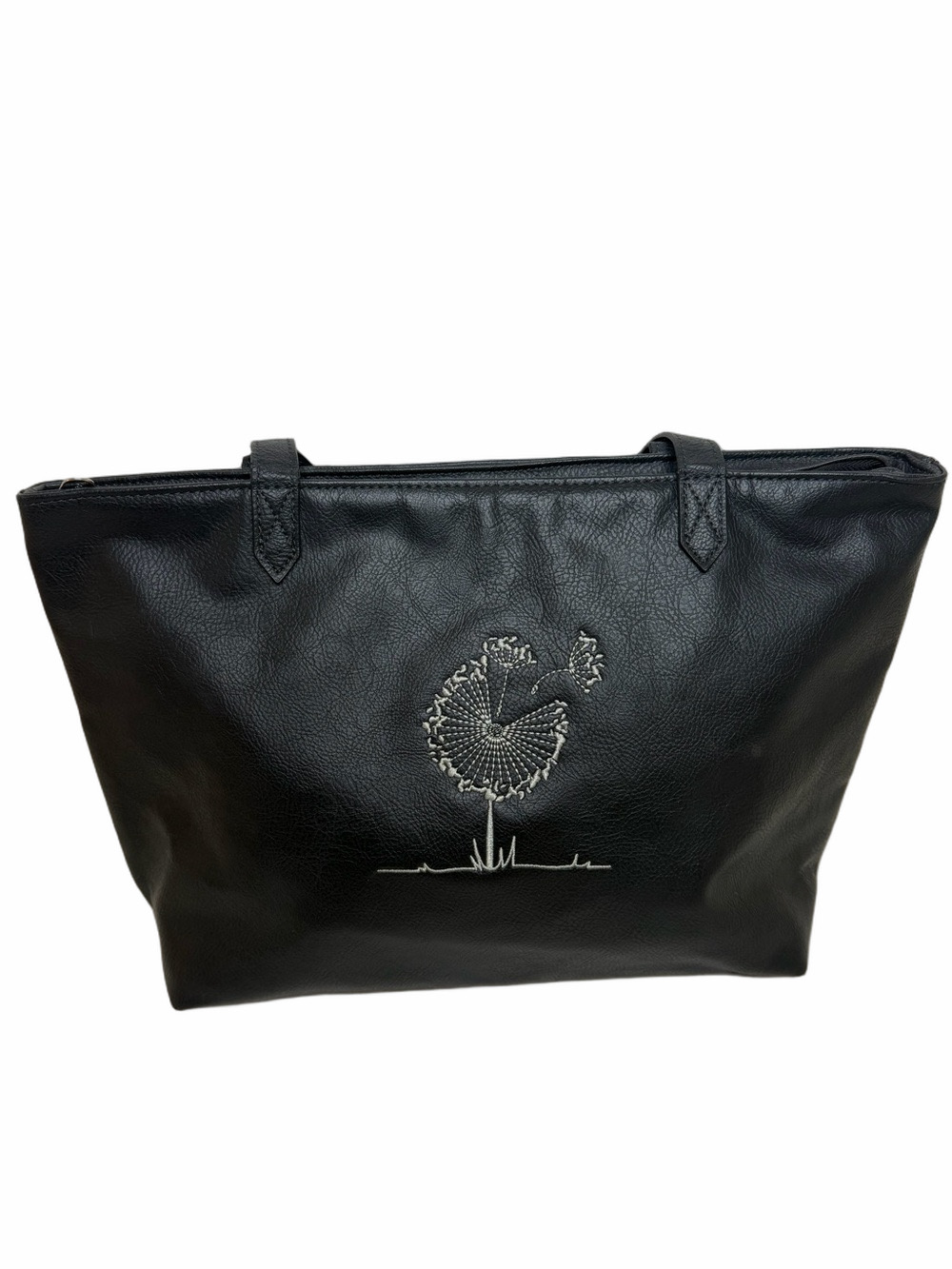 Thirty-One Black embroidered Dandelion Tote Bag
